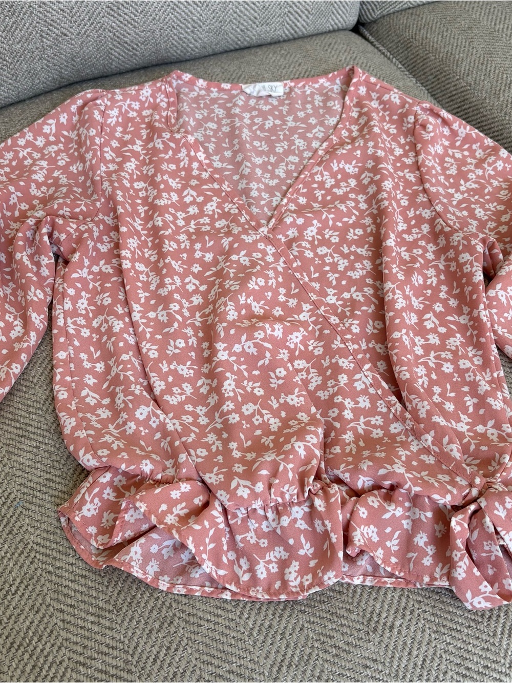 Sienna Sky Dusty Rose Floral Wrap Blouse